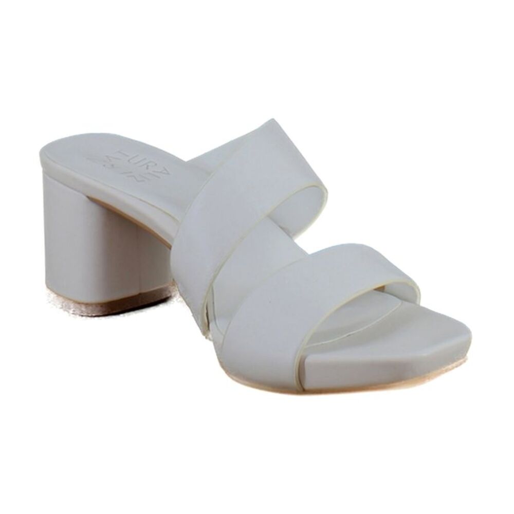 Naturalizer White Double Strap Block Heel Slide